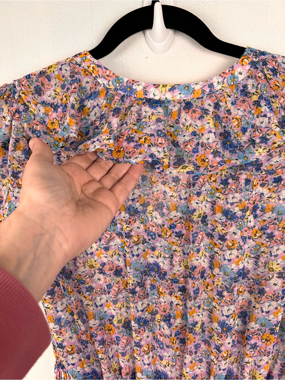 Zara Floral Ruffle V-Neck Mini Dress, XS tiered skirt smocked Pretty Western - Picture 13 of 14